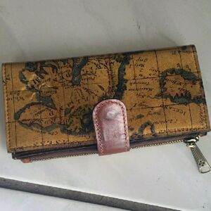 Vintage brand new "Patricia Nesh" European Map Print leather wallet
